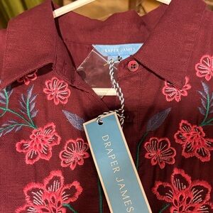 Draper James Maroon Midi dress with Floral Embroidery